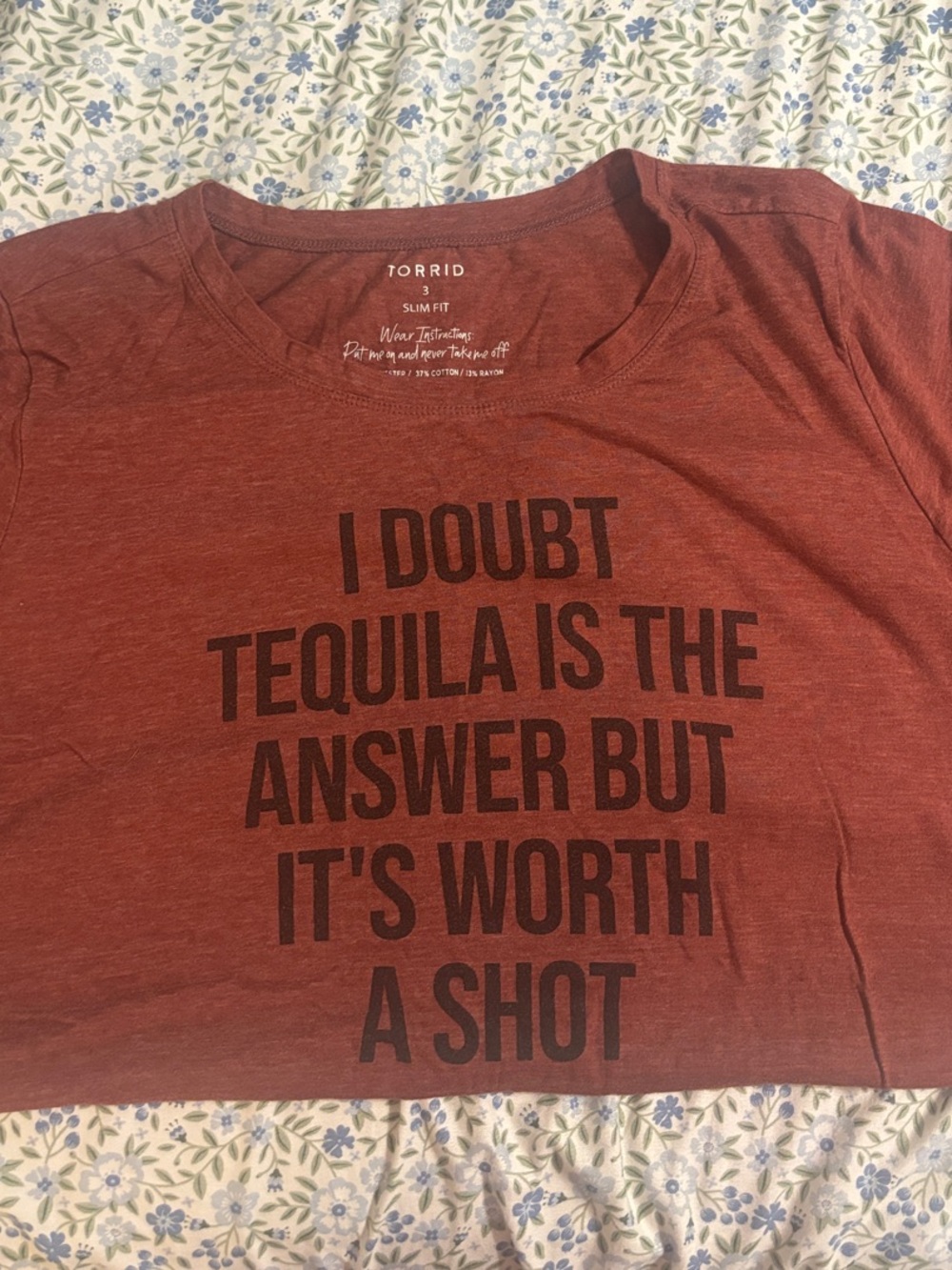 TORRID Rust Graphic Tee - "I Doubt Tequila Is The Answer"